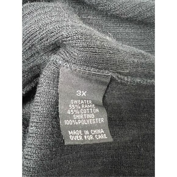 AB Studio Silk Print Trim 3/4 Sleeve Black White Sweater Size 3XL - Picture 7 of 11